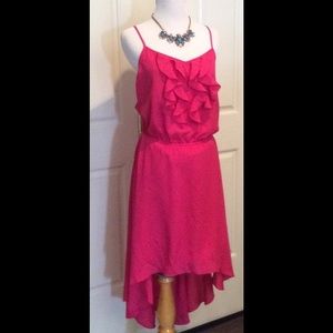 Bisou Bisou High-Low Hot Pink Dress